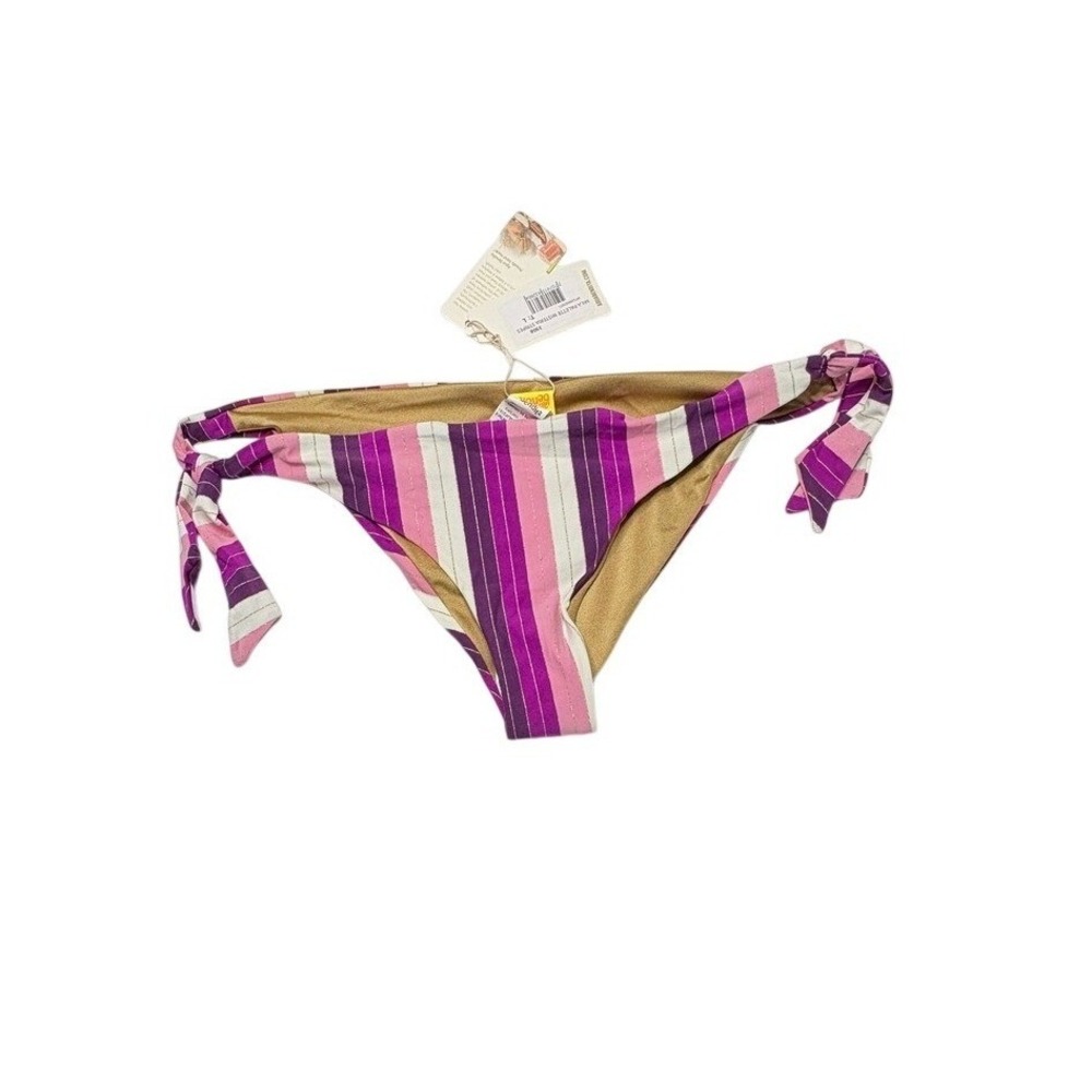 Agua Bendita Mila Palette Wisteria Stripe Bikini Swim Bottom LARGE Purple - Picture 2 of 7